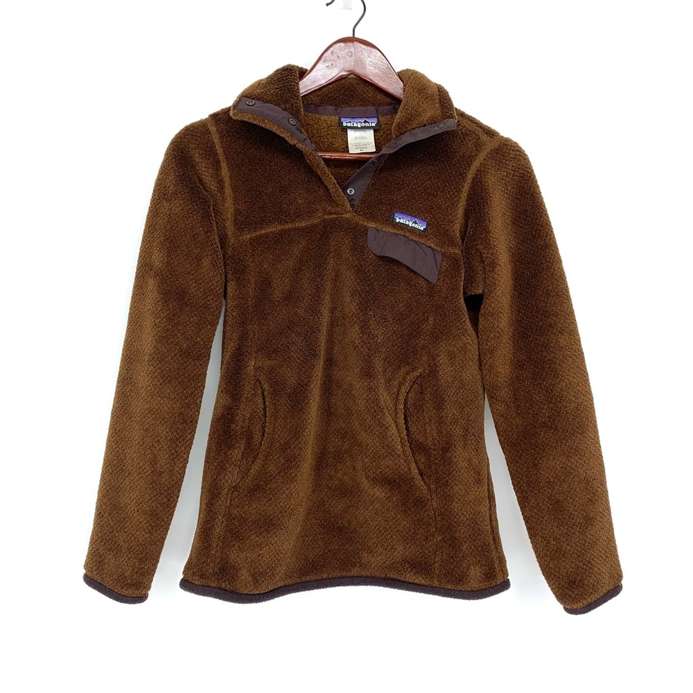 Patagonia Patterned Brown Fleece Re-Tool Snap-T Pullover Sweatshirt Shacket